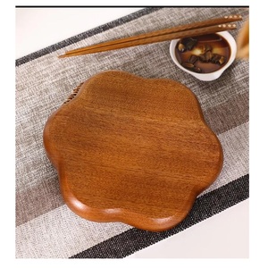 Premium Eco-Friendly Customizable Modern Movable Acacia Wood Serving Tray Set Scalloped Edge Snack Plates Birthday <b>Decorative</b> - Product Image 4