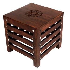 Taburete de Madera Hecho a Mano, Mueble de Asiento Rústico de Madera Sólida para Hogar, Cocina, Dormitorio, Sala de Estar y Decoración Tradicional - Product Image 5