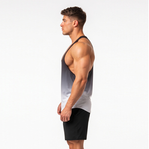 <b>Men</b> Sublimation Printed <b>Stringer</b> Top 160 GSM Cotton Polyester Lightweight Tank Top Quick Dry Gradeint Print <b>Men</b> Gym <b>Vest</b> - Product Image 3