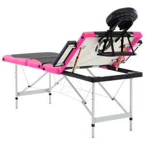 Table de massage pliable en aluminium à 4 zones, couleur noir et rose - Product Image 6