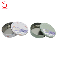 Boîte en métal ronde personnalisée pour empreintes de mains ou de pieds de bébé, boîte à biscuits, emballage cadeau en métal, boîte commémorative pour le premier mois du bébé