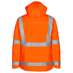 Men's Hi Visibility Reflective Work <b>Jacket</b> Orange Safety Coat with <b>Silver</b> Stripes and Hooded Design - Product Image 2