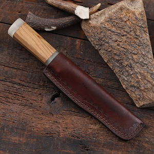 Couteau Tanto en acier Damas avec étui, lame fixe, manche pleine longueur, style japonais, manche en bois d'olivier et résine, personnalisable OEM/ODM - Product Image 6