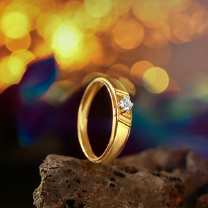 Anillo Solitario de Diamantes Redondos en Oro Amarillo de Alta Calidad para Hombre, Elegante Anillo de Boda, Joyería de Lujo para Aniversario, Venta al Por Mayor - Product Image 1