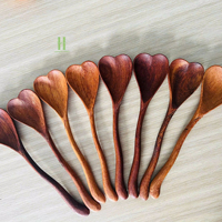 Cuillères à café, à miel et à dessert en bois naturel sculpté à la main, motif feuille de fleur, ustensiles de cuisine décoratifs, coffret cadeau, Vietnam