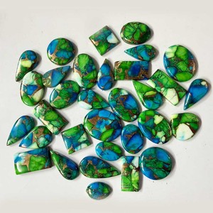 Magnifique pierre précieuse turquoise verte de Mohave, 10-30 mm, de haute qualité, cabochon ovale lisse, pierres en vrac pour la fabrication de bijoux, JaipurGemsHouse - Product Image 3
