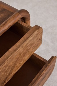 Modern Wooden Nightstand with Two Drawers <b>Midcentury</b> Design Bedroom Storage Furniture - Product Image 5