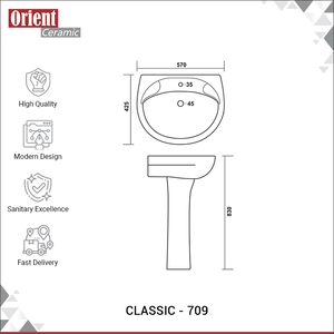 Premium Quality Wholesale Selling White Color Luxury Home Hotel Usage Sanitary Ware Hand Wash Basin Sink with Pedestal - Product Image 3