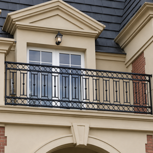 Rampe de balcon moderne en aluminium noir avec motif circulaire, résistante à la rouille et à l'eau, pour villa extérieure, terrasse, panneau de clôture de sécurité - Product Image 1