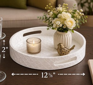 Plateau en nacre réplique antique fait main, motif unique, plateau rond pour le petit-déjeuner, plateau incrusté de nacre, pour salon ou maison - Product Image 3