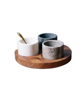 Organizador de mármol y madera soporte de exhibición tri-tono con cuchara dorada soporte de almacenamiento decorativo de 3 niveles organizador funcional moderno - Product Image 1