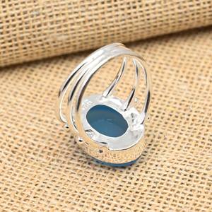 Anillo de Calcedonia Azul, Plata de Ley 925, Joyería de Piedras Preciosas Hecha a Mano, Regalo para Ocasiones Especiales - Product Image 5