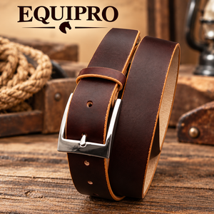 Equipro Genuine Cowhide Leather Belt Brown Reversible <b>Animal</b> <b>Print</b> Casual Alloy Rectangular Pin Buckle 3.5cm Width 110cm Length - Product Image 2