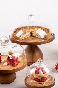 Luxury Acacia Wood Cake Stand Display <b>Platter</b> with Stable And Morden Design Base for Bakery Counter Wedding Table Decor - Product Image 4