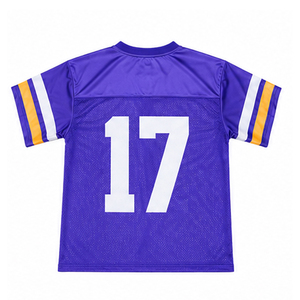 Camiseta de Fútbol Americano Personalizada, Morada, de Malla, Manga Corta, Transpirable, para Hombre, Corte Regular, Diseño Sublimado a Rayas - Product Image 2