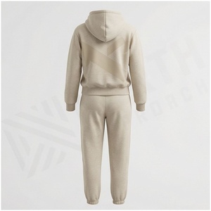 <b>Women</b> 100% Cotton Hooded Tracksuit Set Solid Color Full Length Zipper Front Jogger <b>Sweatpants</b> & Jacket Casual Autumn Wear - Product Image 2