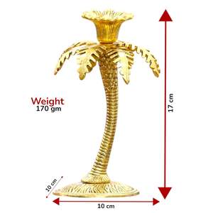 Porte-bougie en métal plaqué or en forme de palmier (Khajur), support de bougie décoratif de luxe pour la maison, l'hôtel, la table à manger, les cadeaux - Product Image 6