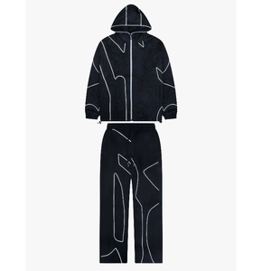 Custom Nylon Polyester <b>Reflective</b> Stripe Oversized Plain Casual Baggy Running Zipper Windbreaker Men Tracksuit Streetwear - Product Image 4