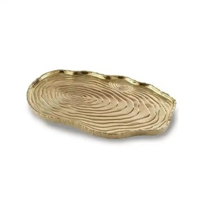Abstract Wood Grain Pattern Modern Design Single Piece Gold Plated Irregular Decorative <b>Tray</b> - Product Image 5