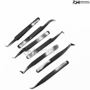 Pinzas para Extensión de Pestañas con Punta de Fibra Antideslizante, Agarre de Diamante, Color Negro Plasma, con Etiqueta Privada, Pinzas de Volumen Ruso de 90 Grados - Product Image 5