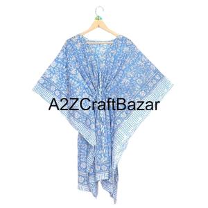 Robe longue bohème hippie en coton tissé à la main avec imprimé floral, style kaftan, pour femme, idéale pour l'été et la plage - Product Image 1