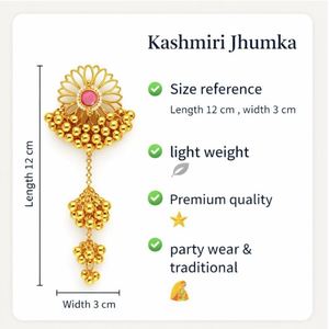 Pendientes Largos Geométricos de Estilo Kashmiri, Joyería Ligera Chapada en Oro, Elegancia Tradicional, Encanto Moderno, Perfectos - Product Image 3