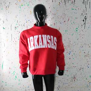 ARKANSAS <b>RED</b> Mock Neck Sweatshirt 100% WHITE Applique Embroidery wide neck Sweatshirt CLUSH SPORTS - Product Image 1