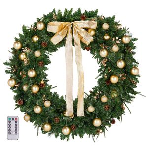 Ghirlanda Natalizia di Lusso Pre-Illuminata da 48 Pollici con 150 Luci Bianco Caldo e 450 Punte in PVC per Decorazioni Fai-da-Te da Interno - Product Image 1
