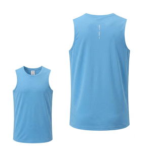เสื้อกล้ามกีฬาผู้ชายสีฟ้าอ่อนถักแบบสั่งทำพิเศษ ขายส่ง ผ้าสแปนเด็กซ์/โพลีเอสเตอร์ แห้งเร็ว ระบายอากาศได้ดี เนื้อผ้านุ่ม สวมใส่สบาย - Product Image 1