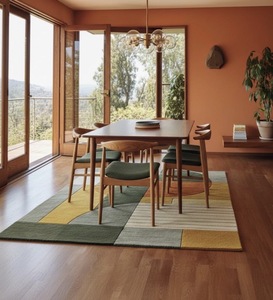 Tapis en laine tufté à la main de qualité supérieure, abstrait, à poils ras, pour décoration moderne de la maison, idéal pour salon, prière et bar, avec envers en latex - Product Image 2