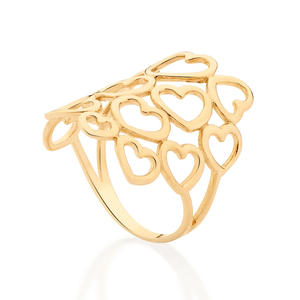 Solid 18K <b>Gold</b> Women's Rose <b>Gold</b> Plated Heart Pattern <b>Cocktail</b> <b>Ring</b> Romantic Fashion Jewelry Daily Wear - Product Image 2