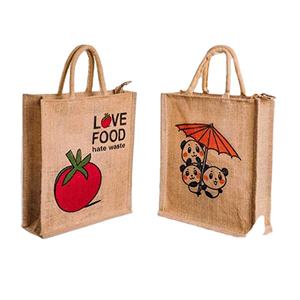 2024 nueva llegada bolsa de playa de yute biodegradable hecha a mano reutilizable con cremallera serigrafía Logo elegante nueva colección India promociones - Product Image 1