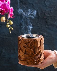 Arabic Style Luxury Incense Burner Gift Set Hand-Made Sandalwood Incense Burner Aromatic <b>Diffuser</b> All-Season Natural Wood Craft - Product Image 2