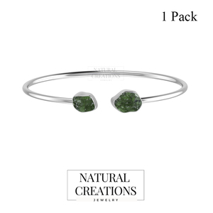 Premium 925 Sterling Silver Trendy Adjustable <b>Bracelet</b> Bangles Moldavite Rough Shape Twister <b>Bracelet</b> Gift Women - Product Image 3
