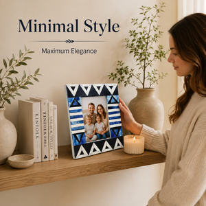 Blue & Black Geometric <b>Wooden</b> Photo <b>Frame</b> | Handmade Decorative Tabletop <b>Picture</b> <b>Frame</b> | Modern Tribal Photo <b>Frame</b> for Home room - Product Image 4