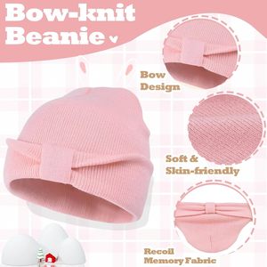 Conjunto de 3 Piezas de Gorro, Bufanda y Guantes de Punto para Niñas, Color Rosa con Lazo, Acrílico, Conjunto Abrigado para Niños - Product Image 3