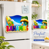 Magnet Kulkas Resin Kustom Bahama 3D Suvenir Perjalanan Pulau Karibia Magnet Kulkas Pantai Tropis Grosir Pabrik