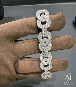 925 Sterling <b>Silver</b> Moissanite Cuban Link <b>Bracelet</b> Iced Out Chain <b>Bangle</b> Round Brilliant Cut Unisex Party Jewelry - Product Image 2