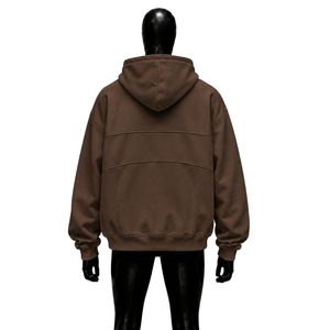 Sweat à capuche marron oversize épais streetwear à épaules tombantes coupe décontractée en molleton avec poches - Product Image 2