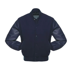 Chaqueta Universitaria Azul Marino con Botones en la Parte Delantera y Mangas a Juego, Logotipo Personalizado - Product Image 2