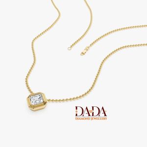 จี้เพชรทรง Asscher แบบเรขาคณิต เพชรเลี้ยงในห้องปฏิบัติการสำหรับผู้หญิง ตัวเรือนทองคำประดับเพชรเม็ดเดี่ยว ชุบโรเดียม ได้รับการรับรองจาก IGI - Product Image 2