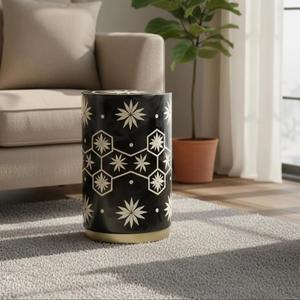 Mesa de Cajones con Incrustaciones de Hueso de ILAHI, Diseño Moderno con Detalles de Ágata, Almacenamiento de Tres Niveles, Mueble Portátil para Sala de Estar/Hogar - Product Image 1