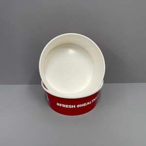 Ciotola per cibo da asporto in carta usa e getta su misura contenitore per cibo da asporto bianco bianco rosso nero ciotola di carta Kraft con coperchi - Product Image 2