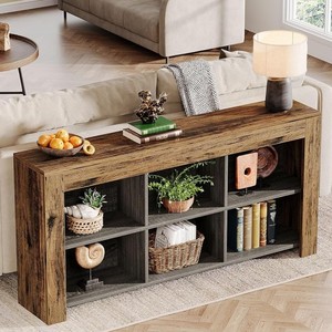 Mesa Consola Rústica de Madera Maciza con Estantes de Almacenamiento para la Entrada o Sala de Estar - Product Image 3