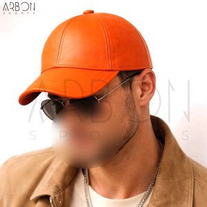 2026 Custom Logo High Quality Waterproof Premium Vibrant Orange <b>Men</b> Women <b>Winter</b> Autumn Outdoor Leather Baseball <b>Caps</b> - Product Image 2