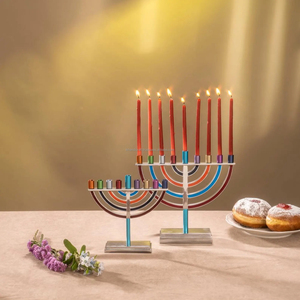 Hanukkah Menorah <b>Candle</b> Stand Aluminum Metal Multi Color Anodized Vintage <b>Wedding</b> Decoration Handmade Embossing Printing Table - Product Image 4
