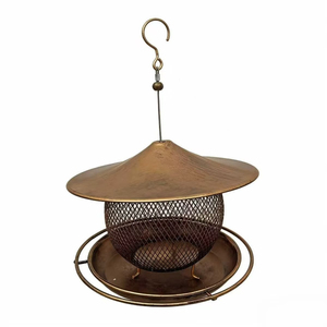 Comedero para pájaros colgante de hierro con forma de flor, con gancho de cadena dorada para decoración de jardín, hecho a mano, estilo vintage. - Product Image 4