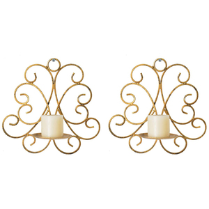 Luxurious <b>Black</b> Iron Wall <b>Candle</b> Sconce <b>Holder</b> Set Of 2 Elegant Scrollwork <b>Metal</b> Wall Mounted Candlestick For Home Decoration - Product Image 3