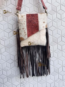Wholesale Fashionable Real Cowhide Fur Hand <b>Tooled</b> <b>Leather</b> Sling Bag Carving Bohemian Bags Hot Selling Bags for Women Multi Uses - Product Image 2