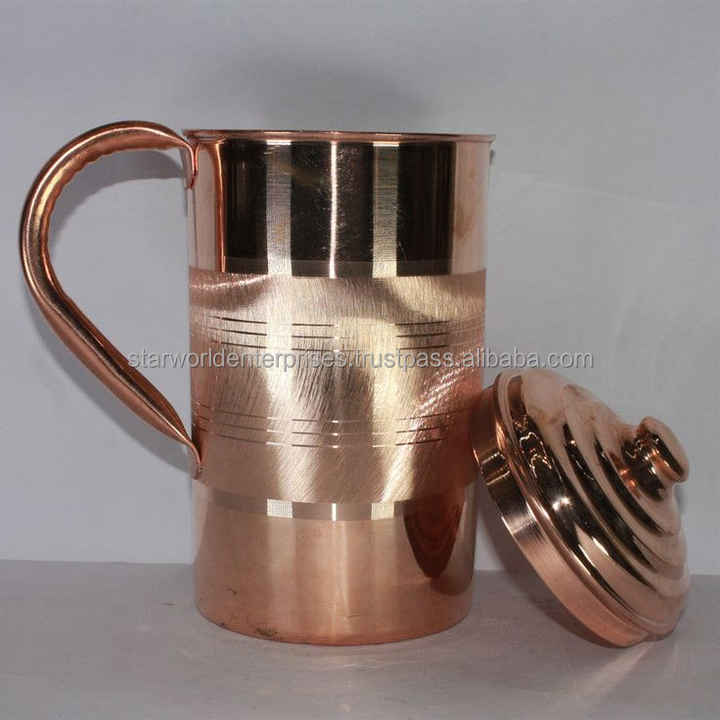 Copper  Handmade Copper Water Jug With Lid for Home and Hotel Use Available at Affordable Price